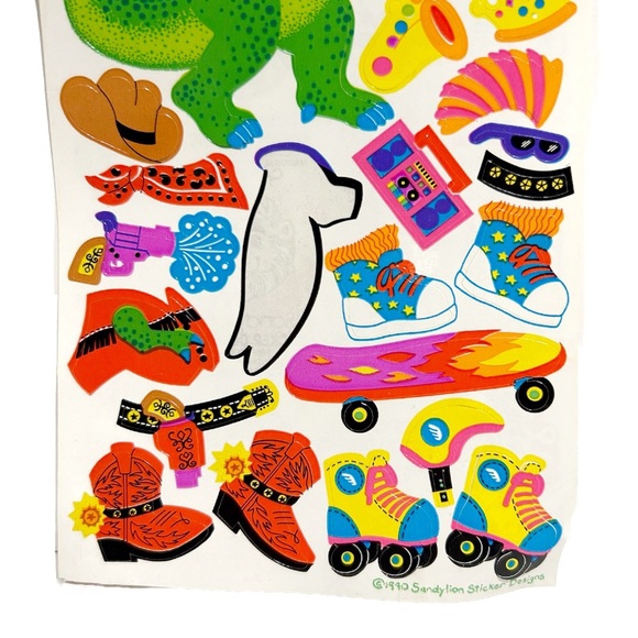 Vintage 1990s Sandylion Sticker Designs Dress a Dinosaur T-Rex Sticker Sheet Fun - Picture 2 of 8
